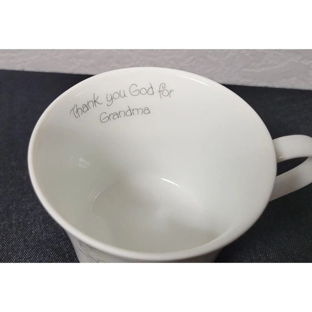 Enesco Precious Moments Tea Cup/Saucer Thank You God For Grandma (1984)